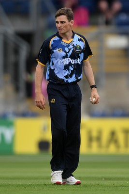 060725 - Glamorgan v Kent - T20, Vitality Blast - Fred Klaassen of Kent is bowled and caught out by Andy Gorvin of Glamorgan