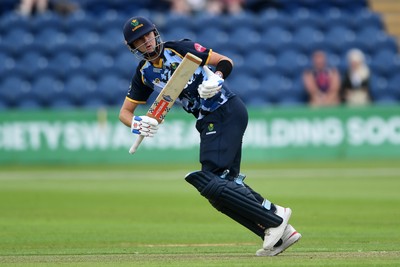 060725 - Glamorgan v Kent - T20, Vitality Blast - Matt Parkinson of Kent goes down after he is hit with the ball  