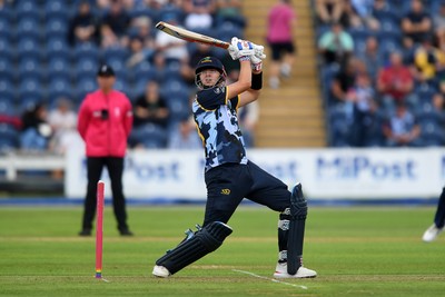 060725 - Glamorgan v Kent - T20, Vitality Blast - Matt Parkinson of Kent goes down after he is hit with the ball  