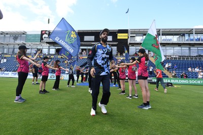060725 - Glamorgan v Kent - T20, Vitality Blast - Imad Wasim of Glamorgan runs out at the start of the match