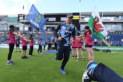 060725 - Glamorgan v Kent - T20, Vitality Blast - Asa Tribe of Glamorgan runs out at the start of the match