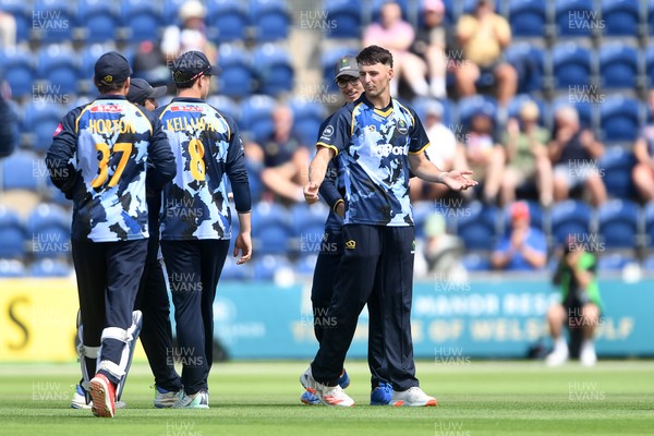 060725 - Glamorgan v Kent - T20, Vitality Blast - Ned Leonard of Glamorgan bowls the ball to dismiss Harry Finch of Kent