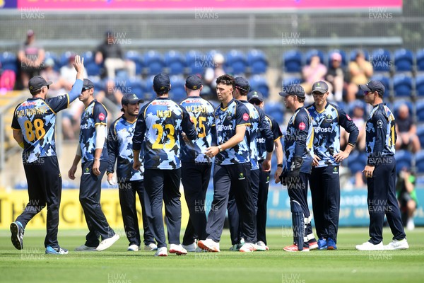 060725 - Glamorgan v Kent - T20, Vitality Blast - Ned Leonard of Glamorgan bowls the ball to dismiss Harry Finch of Kent