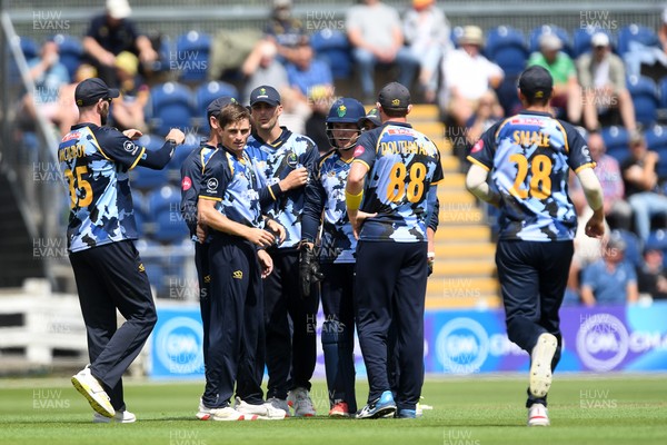 060725 - Glamorgan v Kent - T20, Vitality Blast - Andy Gorvin of Glamorgan bowls the ball to dismiss Sam Billings of Kent