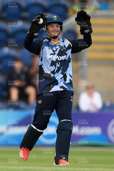 060725 - Glamorgan v Kent - T20, Vitality Blast - Alex Horton of Glamorgan catches the ball to dismiss Joey Evison of Kent