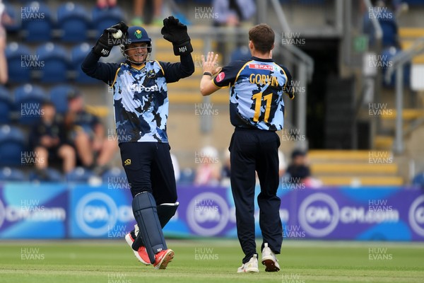 060725 - Glamorgan v Kent - T20, Vitality Blast - Alex Horton of Glamorgan catches the ball to dismiss Joey Evison of Kent