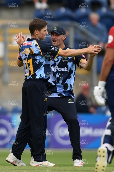 060725 - Glamorgan v Kent - T20, Vitality Blast - Andy Gorvin of Glamorgan bowls the ball to dismiss Tom Rogers of Kent