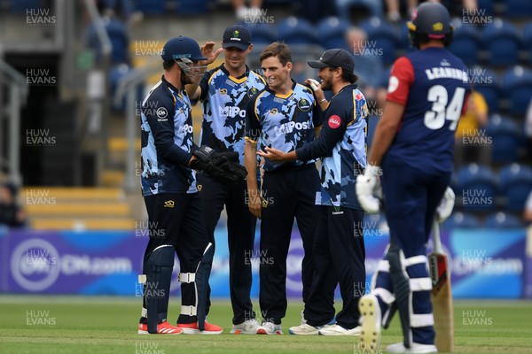 060725 - Glamorgan v Kent - T20, Vitality Blast - Andy Gorvin of Glamorgan bowls the ball to dismiss Tom Rogers of Kent