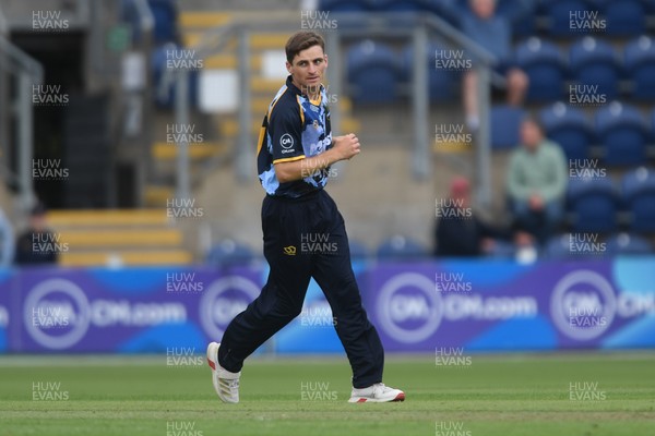 060725 - Glamorgan v Kent - T20, Vitality Blast - Fred Klaassen of Kent is bowled and caught out by Andy Gorvin of Glamorgan