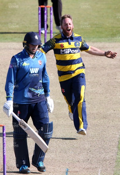 140517 - Glamorgan v Kent - Royal London One-Day Cup - David Lloyd of Glamorgan celebrates after Alex Blake of Kent is caught by Chris Cooke