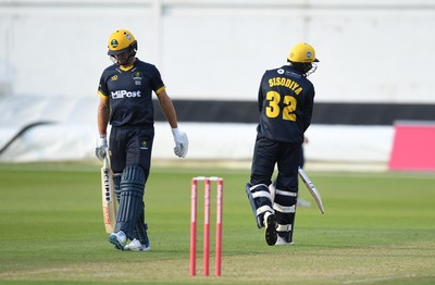 160621 - Glamorgan v Kent - T20 Vitality Blast - James Weighell of Glamorgan and Prim Sisodiya of Glamorgan look dejected