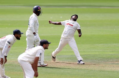220725 - Glamorgan v Kent - Rothesay County Championship Division 2 - Asitha Fernando of Glamorgan bowling