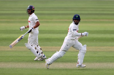 220725 - Glamorgan v Kent - Rothesay County Championship Division 2 - Zain ul Hassan and Kiran Carlson of Glamorgan batting