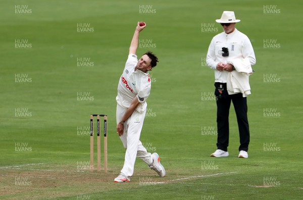 220725 - Glamorgan v Kent - Rothesay County Championship Division 2 - Ned Leonard of Glamorgan bowling