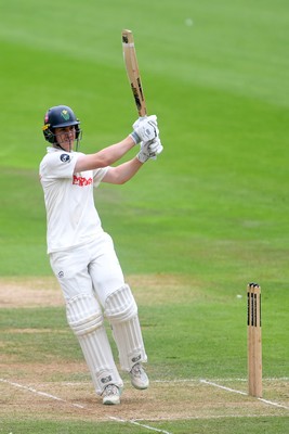 230725 - Glamorgan v Kent -  Rothesay County Championship - Ben Kellaway of Glamorgan hits 50