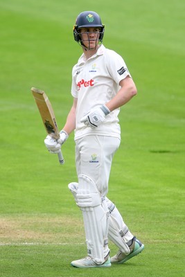 230725 - Glamorgan v Kent -  Rothesay County Championship - Ben Kellaway of Glamorgan hits 50