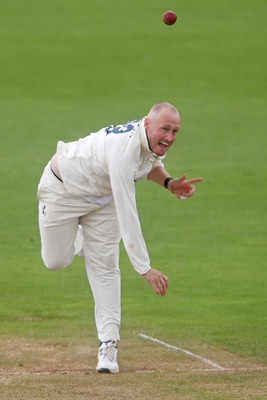230725 - Glamorgan v Kent -  Rothesay County Championship - Matt Parkinson of Kent bowling