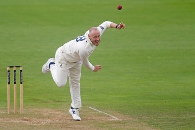 230725 - Glamorgan v Kent -  Rothesay County Championship - Matt Parkinson of Kent bowling
