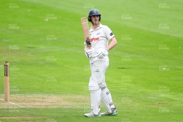 230725 - Glamorgan v Kent -  Rothesay County Championship - Ben Kellaway of Glamorgan hits 50