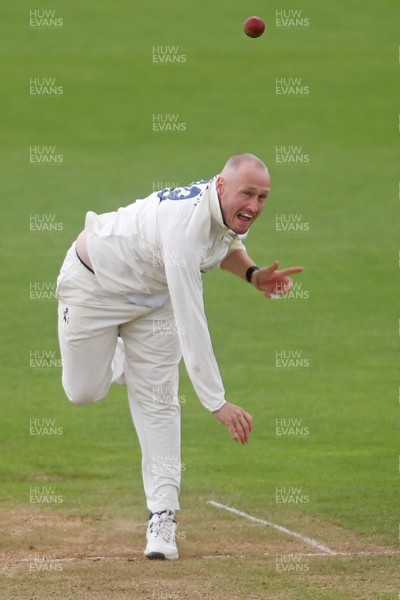 230725 - Glamorgan v Kent -  Rothesay County Championship - Matt Parkinson of Kent bowling
