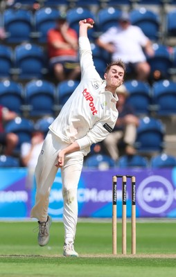 240725  Glamorgan v Kent, Rothesay County Championship Division 2, Day 3 - Ben Kellaway of Glamorgan bowls