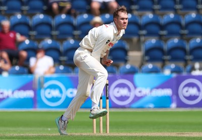 240725  Glamorgan v Kent, Rothesay County Championship Division 2, Day 3 - Ben Kellaway of Glamorgan bowls
