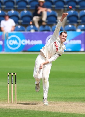 240725  Glamorgan v Kent, Rothesay County Championship Division 2, Day 3 - Ben Kellaway of Glamorgan bowls