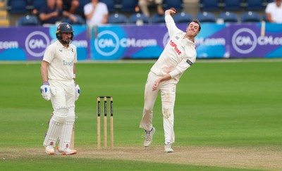 240725  Glamorgan v Kent, Rothesay County Championship Division 2, Day 3 - Ben Kellaway of Glamorgan bowls