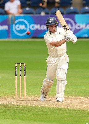240725  Glamorgan v Kent, Rothesay County Championship Division 2, Day 3 - Joey Evison of Kent plays a shot