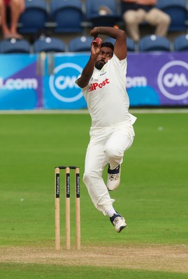240725  Glamorgan v Kent, Rothesay County Championship Division 2, Day 3 - Asitha Fernando of Glamorgan bowls