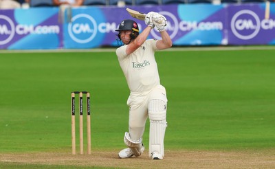 240725  Glamorgan v Kent, Rothesay County Championship Division 2, Day 3 - Joey Evison of Kent plays a shot