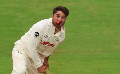 240725  Glamorgan v Kent, Rothesay County Championship Division 2, Day 3 - Kiran Carlson of Glamorgan bowls