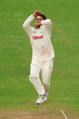 240725  Glamorgan v Kent, Rothesay County Championship Division 2, Day 3 - Kiran Carlson of Glamorgan bowls