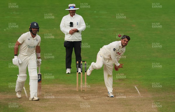 240725  Glamorgan v Kent, Rothesay County Championship Division 2, Day 3 - Kiran Carlson of Glamorgan  bowls