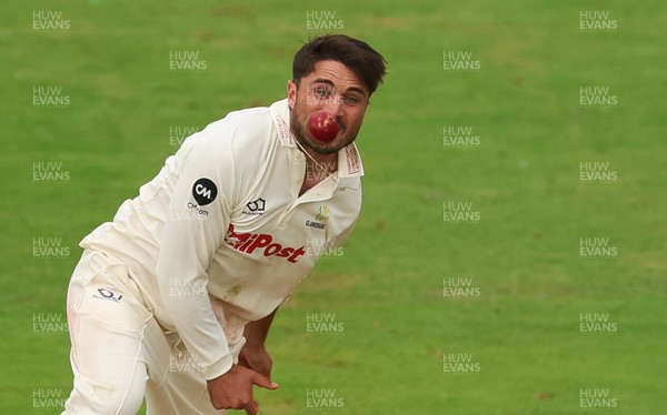 240725  Glamorgan v Kent, Rothesay County Championship Division 2, Day 3 - Kiran Carlson of Glamorgan bowls