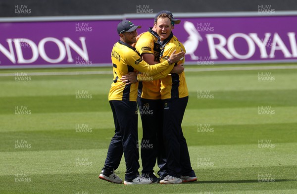 040822 - Glamorgan v Kent Spitfires - Royal London One Day Cup - Colin Ingram of Glamorgan celebrates after Ollie Robinson is caught by Dan Douthwaite
