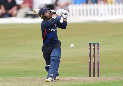 170822 - Glamorgan v Lancashire, Royal London One Day Cup - Josh Bohannon of Lancashire reacts after being struck by the ball