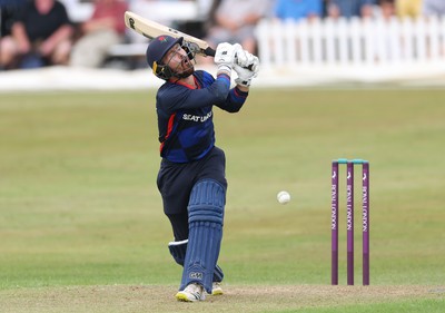 170822 - Glamorgan v Lancashire, Royal London One Day Cup - Josh Bohannon of Lancashire reacts after being struck by the ball