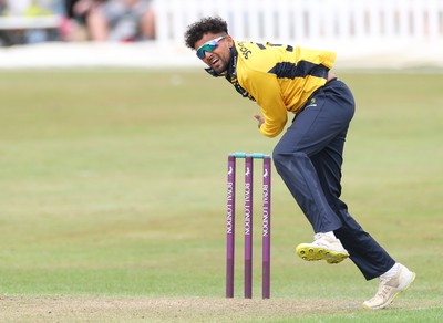 170822 - Glamorgan v Lancashire, Royal London One Day Cup - Prem Sisodiya of Glamorgan bowls