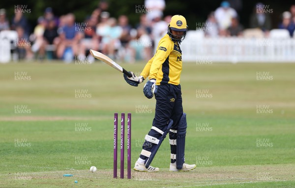 170822 - Glamorgan v Lancashire, Royal London One Day Cup - Prem Sisodiya of Glamorgan looks back at the wicket after he is bowled by Tom Bailey