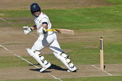 240925 - Glamorgan v Lancashire - Rothesay County Championship - Kiran Carlson of Glamorgan batting
