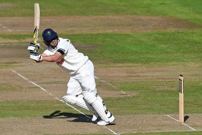 240925 - Glamorgan v Lancashire - Rothesay County Championship - Kiran Carlson of Glamorgan batting