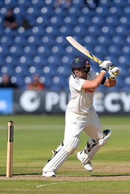 240925 - Glamorgan v Lancashire - Rothesay County Championship - Kiran Carlson of Glamorgan batting
