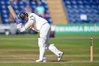 240925 - Glamorgan v Lancashire - Rothesay County Championship - Timm Van Der Gugten of Glamorgan batting