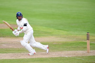 240925 - Glamorgan v Lancashire - Rothesay County Championship - Mason Crane of Glamorgan batting