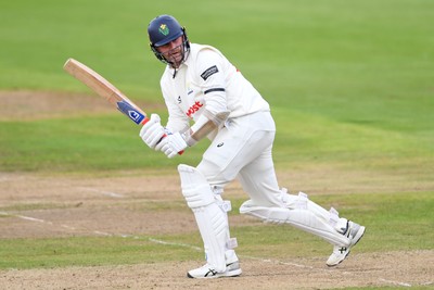 240925 - Glamorgan v Lancashire - Rothesay County Championship - Timm Van Der Gugten of Glamorgan batting