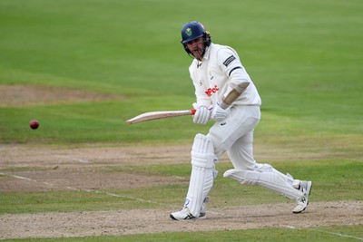 240925 - Glamorgan v Lancashire - Rothesay County Championship - Timm Van Der Gugten of Glamorgan batting