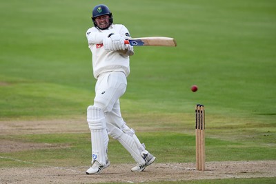 240925 - Glamorgan v Lancashire - Rothesay County Championship - Timm Van Der Gugten of Glamorgan batting