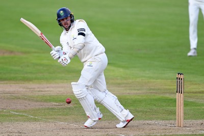240925 - Glamorgan v Lancashire - Rothesay County Championship - Mason Crane of Glamorgan batting