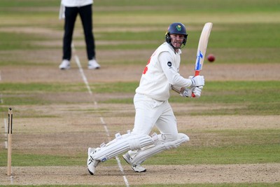 240925 - Glamorgan v Lancashire - Rothesay County Championship - Timm Van Der Gugten of Glamorgan batting